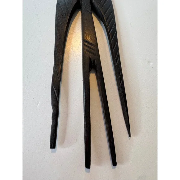 VTG Hand Carved Ebony Wood Swallow Bird Hair Combs African Folk Art Set of 3